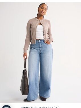 Abercrombie & Fitch Light Blue High-Rise Wide Leg Jeans
